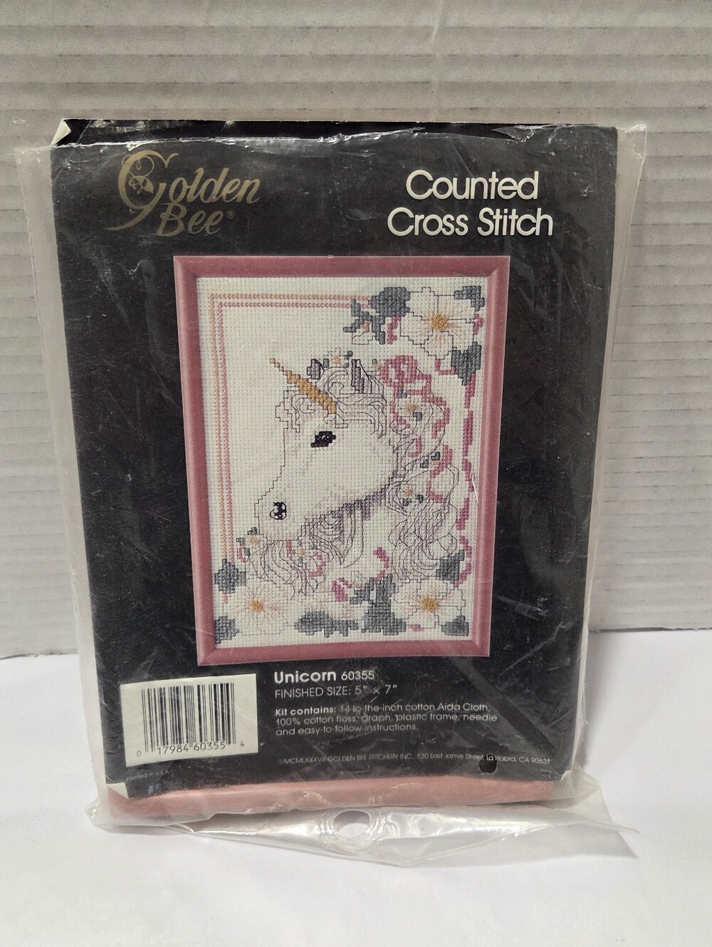 Golden Bee Vintage 1988 Unicorn Counted Cross Stitch Kit Opened